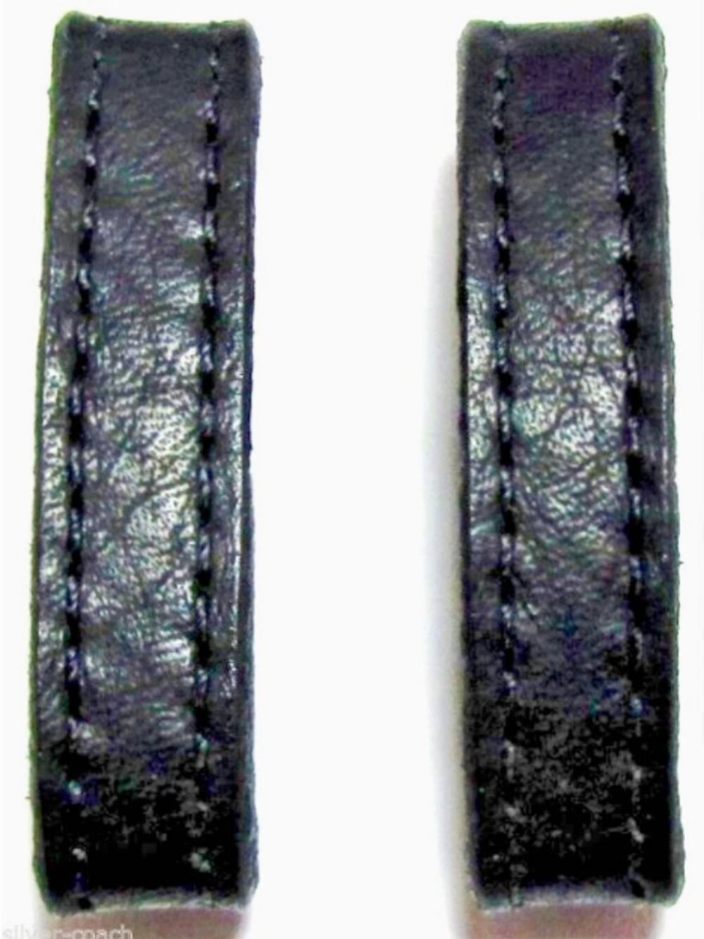 Set Of Two Black Genuine Leather Replacement Belt Keeper Loops For 1-1/2" Straps